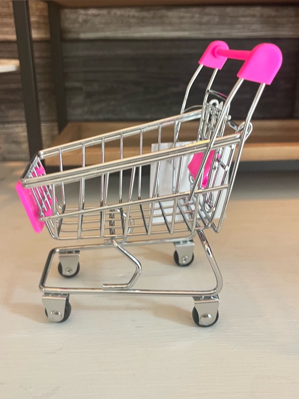 Mini Shopping Cart with Hot Pink Accents